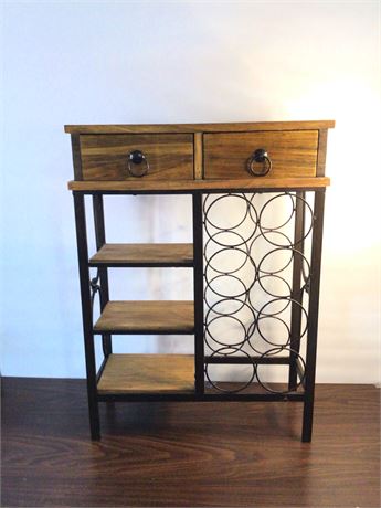 Wood and metal wine stand