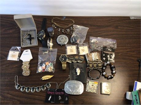 Costume Jewelry lot with watches